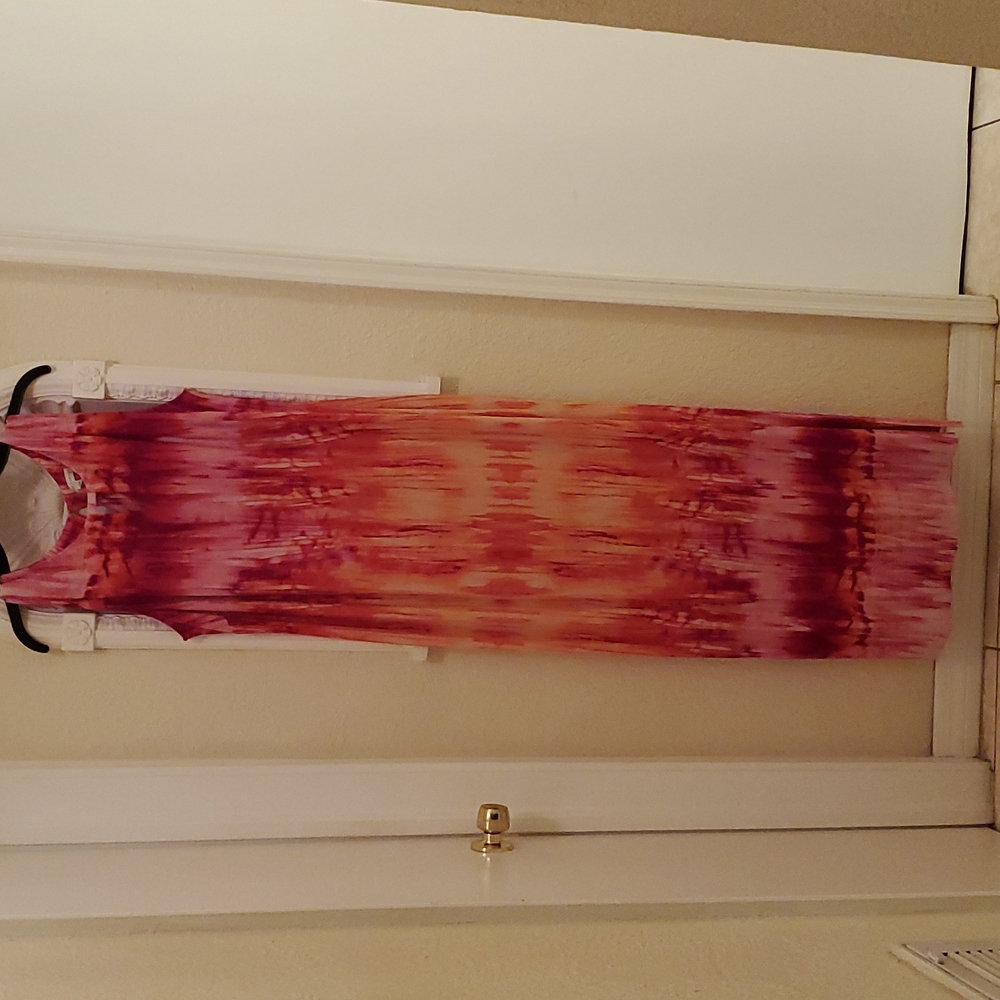 Sandra Darren 16W, sleeveless, maxi, multi colored, halter